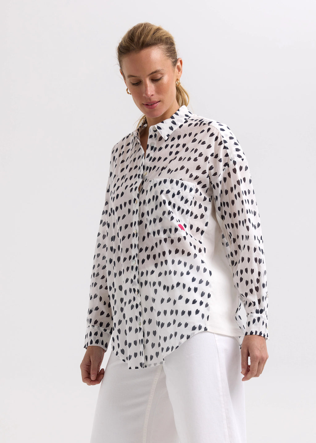 Cotton Voil Shirt - White Love