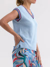 Stripe Trim Top - Powder