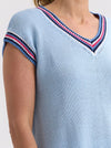 Stripe Trim Top - Powder
