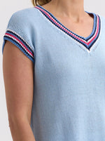 Stripe Trim Top - Powder