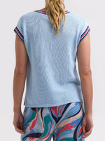 Stripe Trim Top - Powder