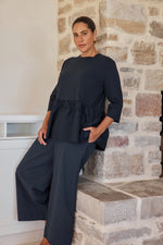 Drop Waist Combi Top - Navy