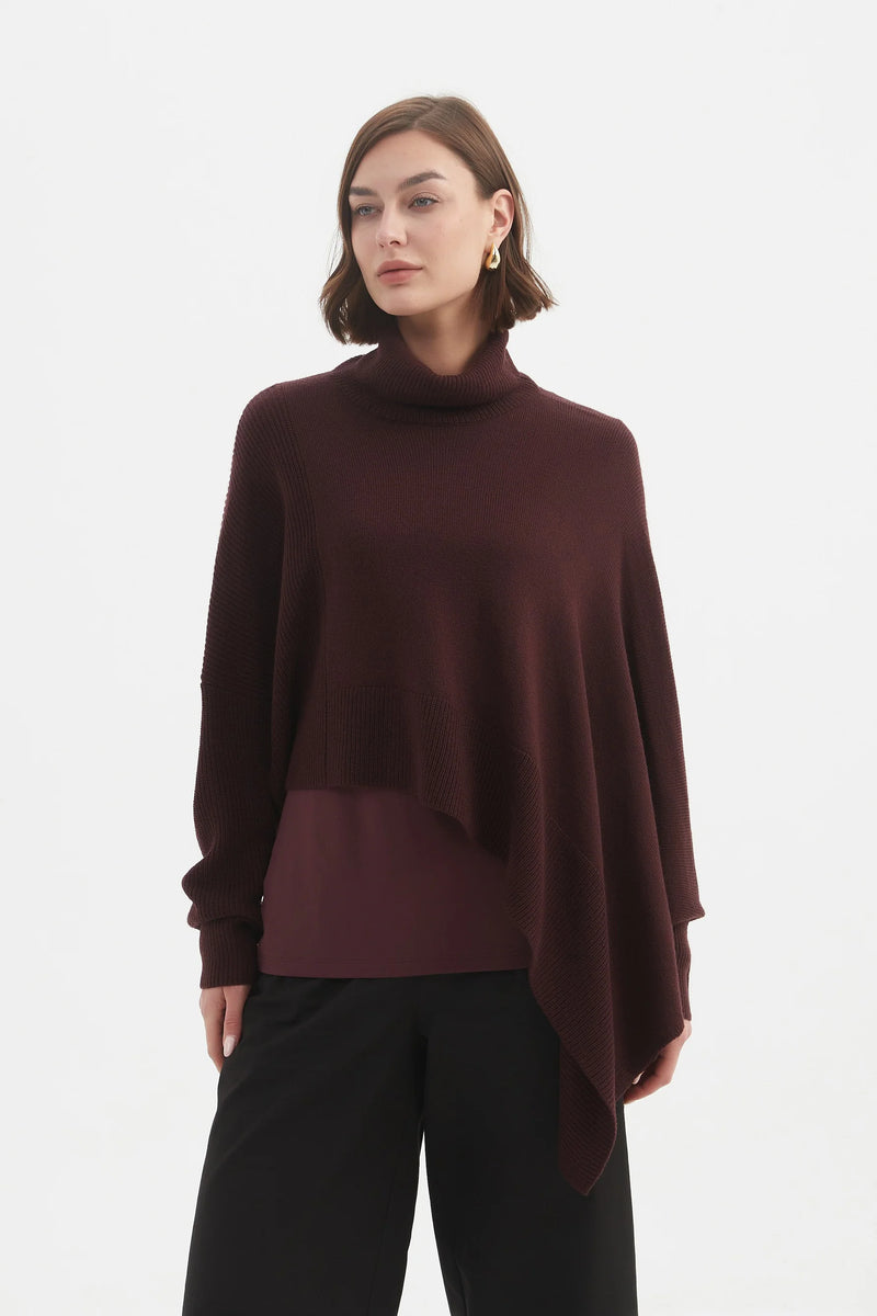 Asymmetric Crop Knit - Aubergine