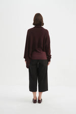 Asymmetric Crop Knit - Aubergine