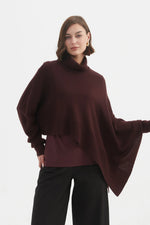 Asymmetric Crop Knit - Aubergine