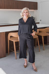 Ellis Lustre Collar Blouse - Black