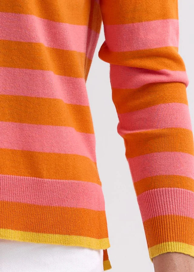 Essential Stripe V Knit - Carrot