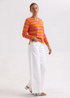 Essential Stripe V Knit - Carrot