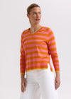 Essential Stripe V Knit - Carrot