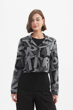 Letterblock Zip Cardigan - Grey