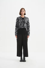 Letterblock Zip Cardigan - Grey
