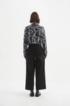 Letterblock Zip Cardigan - Grey