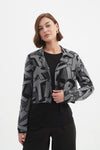 Letterblock Zip Cardigan - Grey