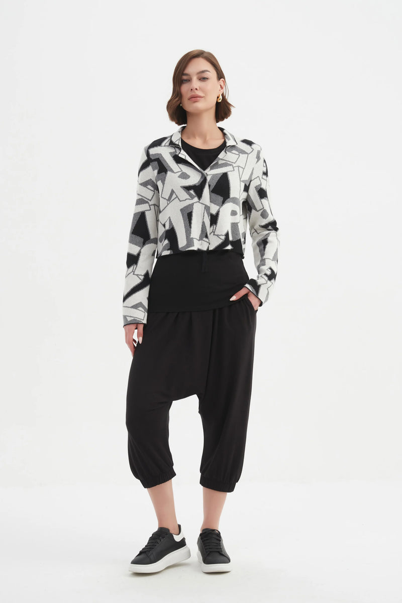 Letterblock Zip Cardigan - White