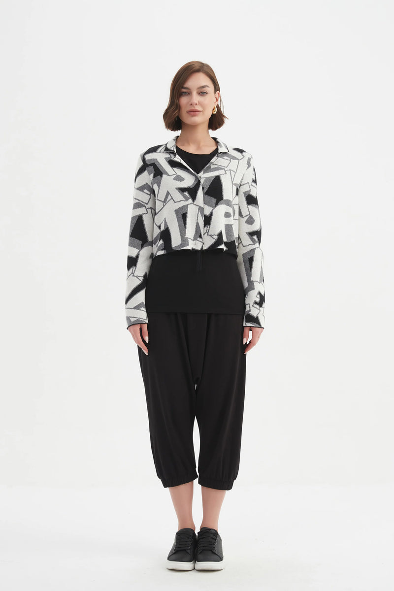 Letterblock Zip Cardigan - White
