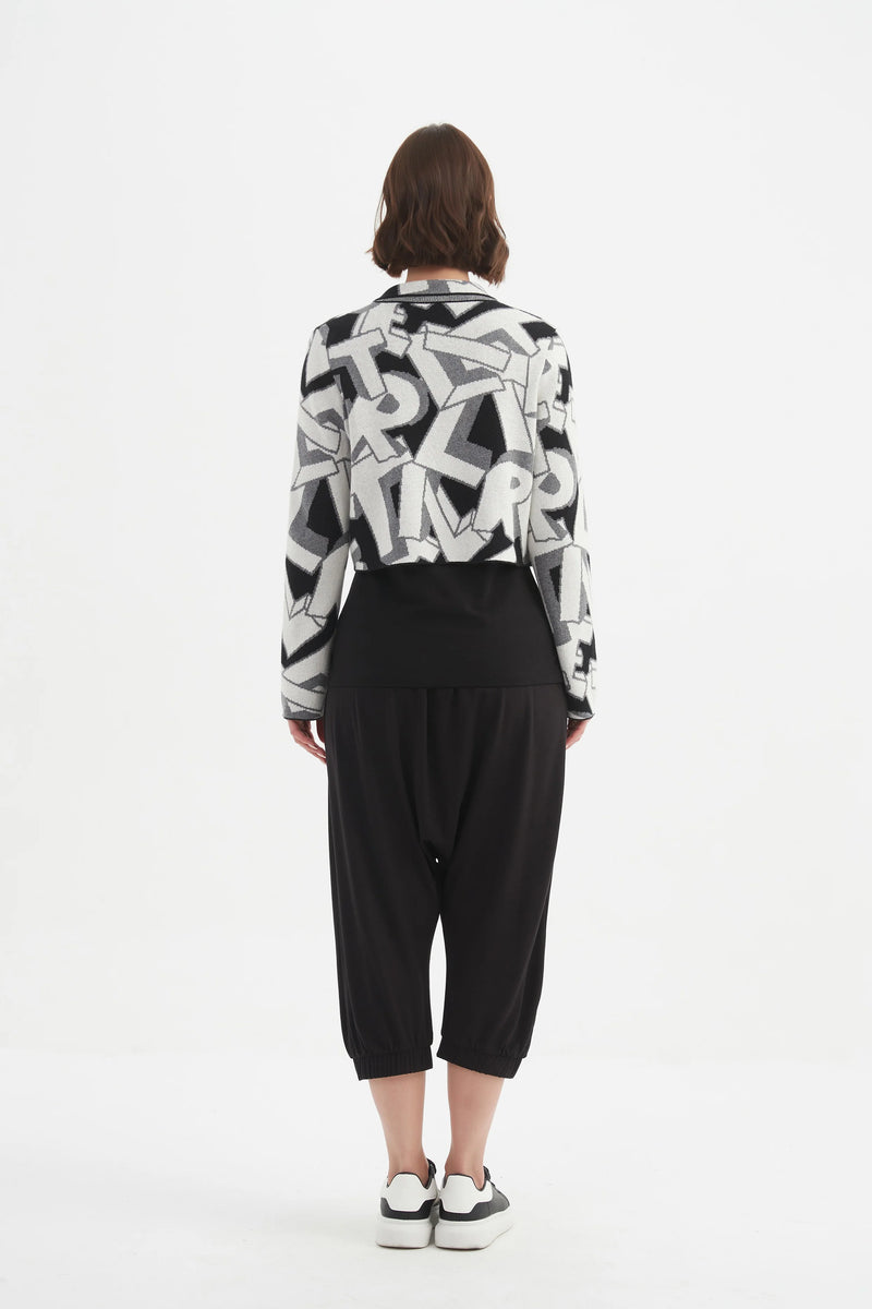 Letterblock Zip Cardigan - White