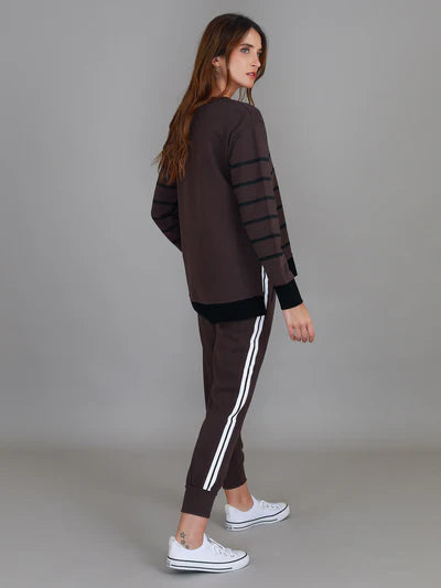 Michelle Stripe Sweatshirt - Truffle