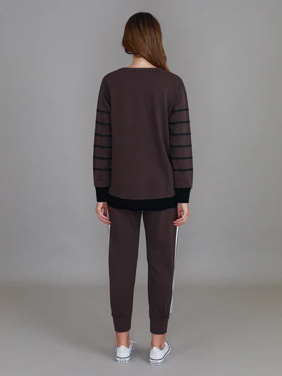 Michelle Stripe Sweatshirt - Truffle