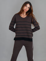Michelle Stripe Sweatshirt - Truffle