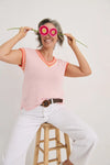 Stripe Trim Top - Blush