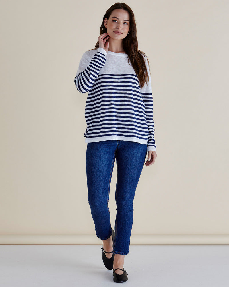 Natasha Knit Top - Navy Stripe