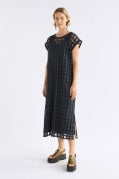 Grid Burnout Midi Dress - Space Blue