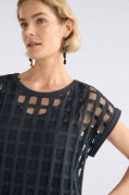 Grid Burnout Midi Dress - Space Blue