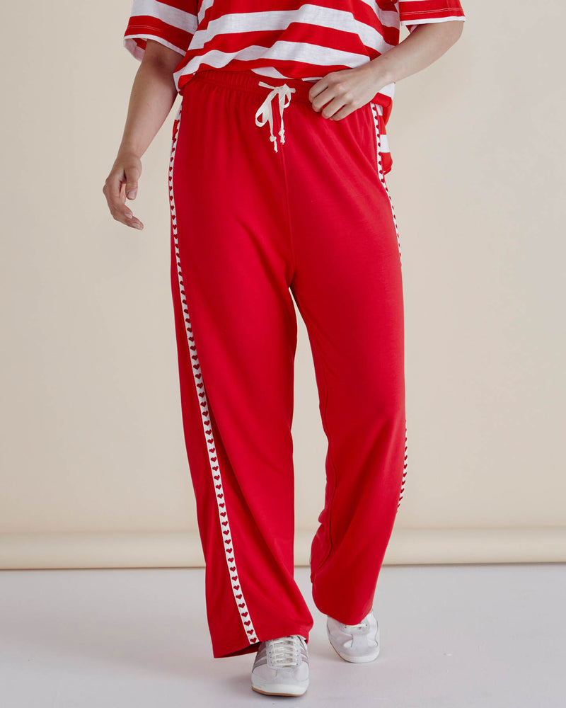 Evelyn Wide Leg Jogger - Red