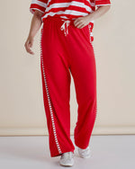 Evelyn Wide Leg Jogger - Red