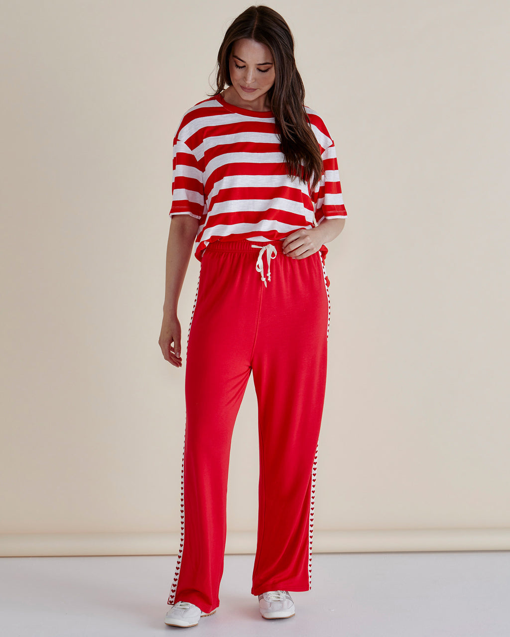 Evelyn Wide Leg Jogger - Red