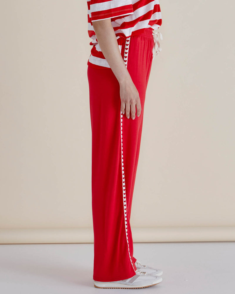 Evelyn Wide Leg Jogger - Red