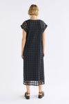 Grid Burnout Midi Dress - Space Blue