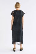 Grid Burnout Midi Dress - Space Blue