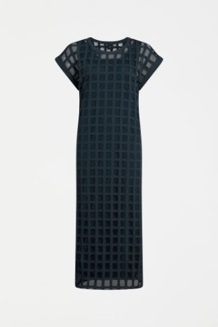 Grid Burnout Midi Dress - Space Blue
