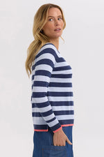 Essential Stripe V Knit - Denim