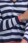 Essential Stripe V Knit - Denim